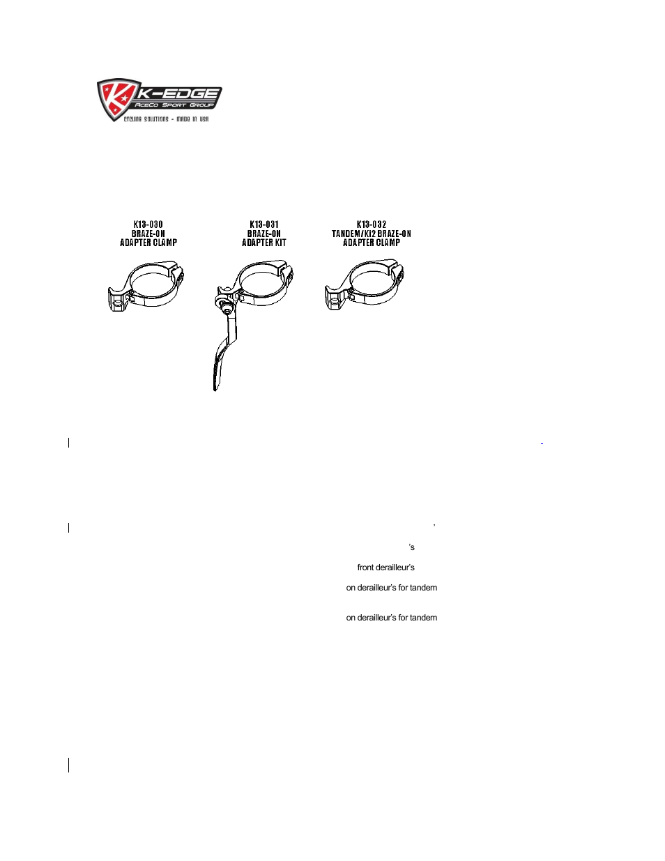 K-Edge K13-030-31.8 User Manual | 4 pages