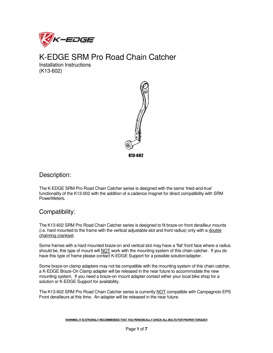 K-Edge K13-602 User Manual | 7 pages
