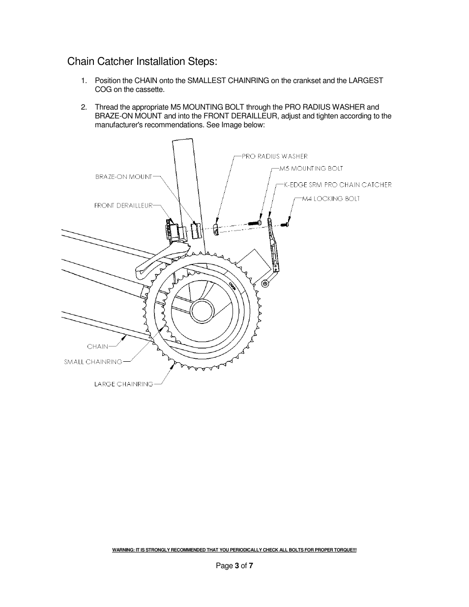 Chain catcher installation steps | K-Edge K13-602 User Manual | Page 3 / 7