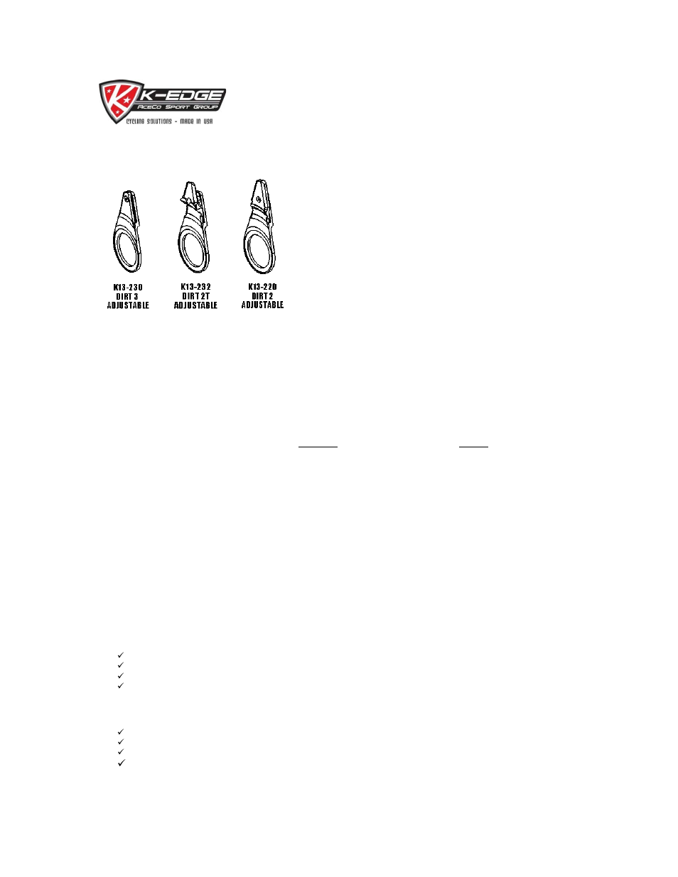 K-Edge K13-220 User Manual | 3 pages