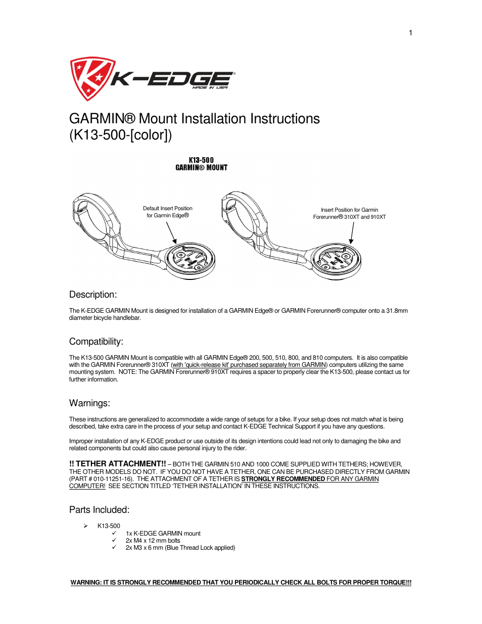 K-Edge K13-500-[color] User Manual | 5 pages