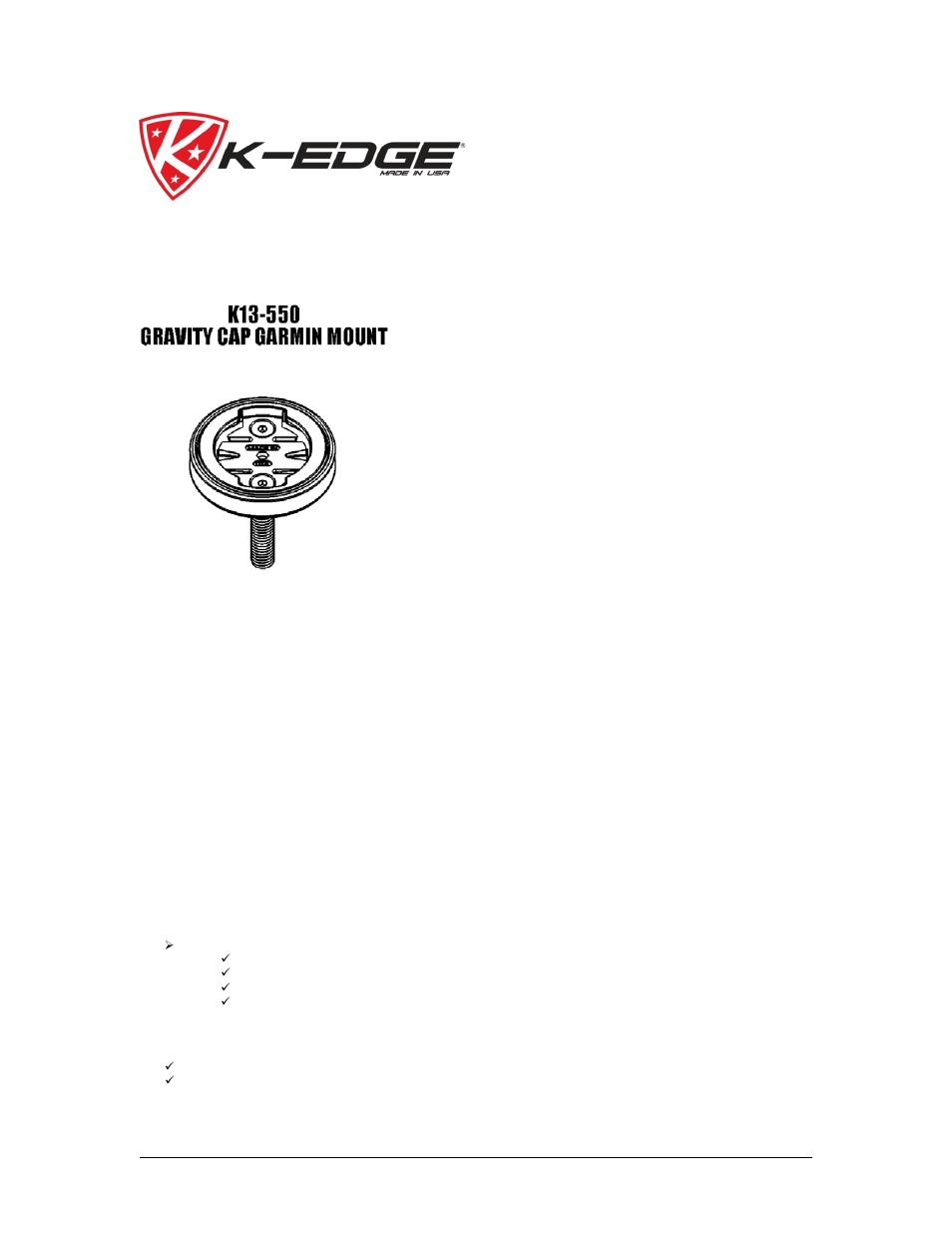 K-Edge K13-550-[color] User Manual | 3 pages