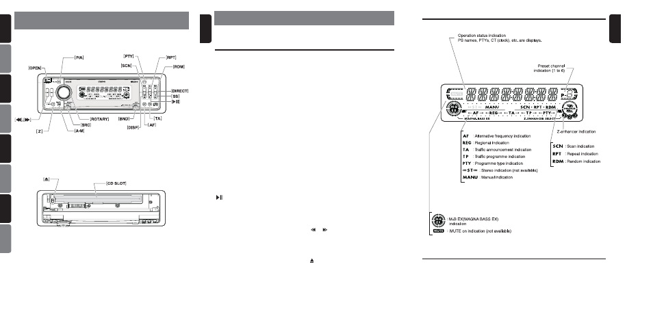 Display items, Lcd screen, Nomenclature 2 | Names of the buttons and their functions, English, English 7 | Clarion DB258R User Manual | Page 5 / 17