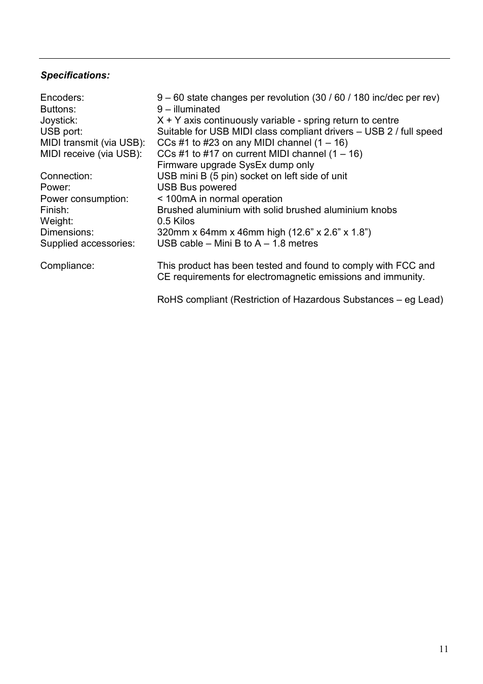Kenton Killamix Mini User Manual | Page 11 / 12