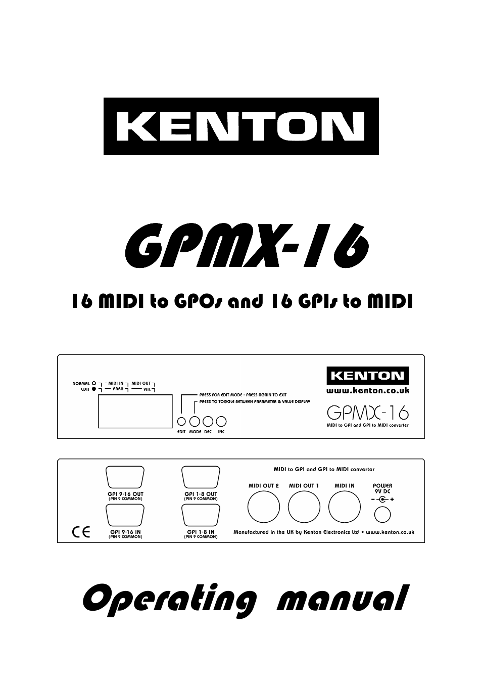 Kenton GPMX-16 User Manual | 6 pages