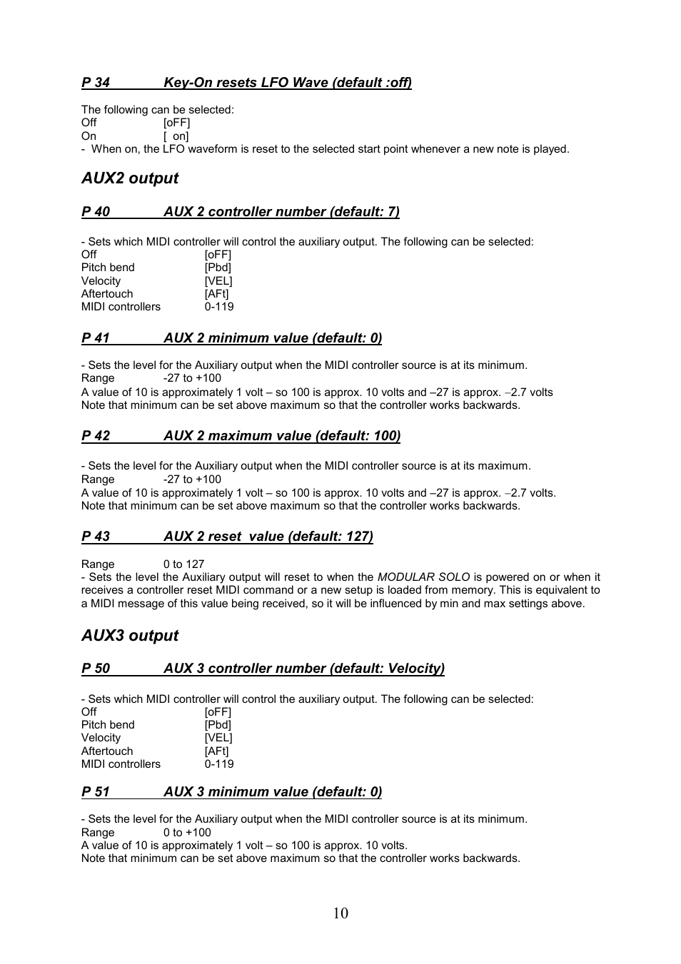 Aux2 output, Aux3 output | Kenton Modular Solo User Manual | Page 10 / 24