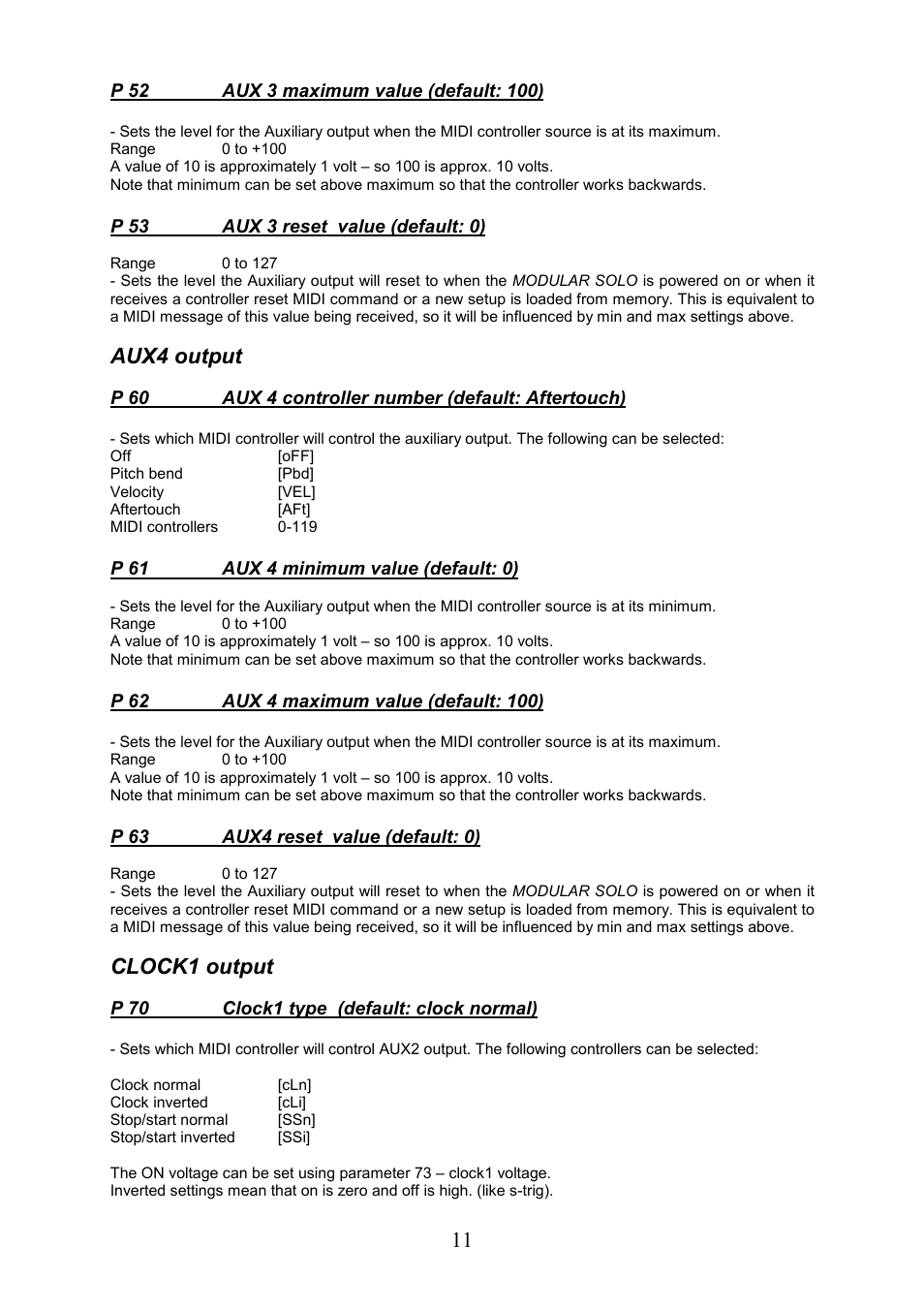 Aux4 output, Clock1 output | Kenton Modular Solo User Manual | Page 11 / 24