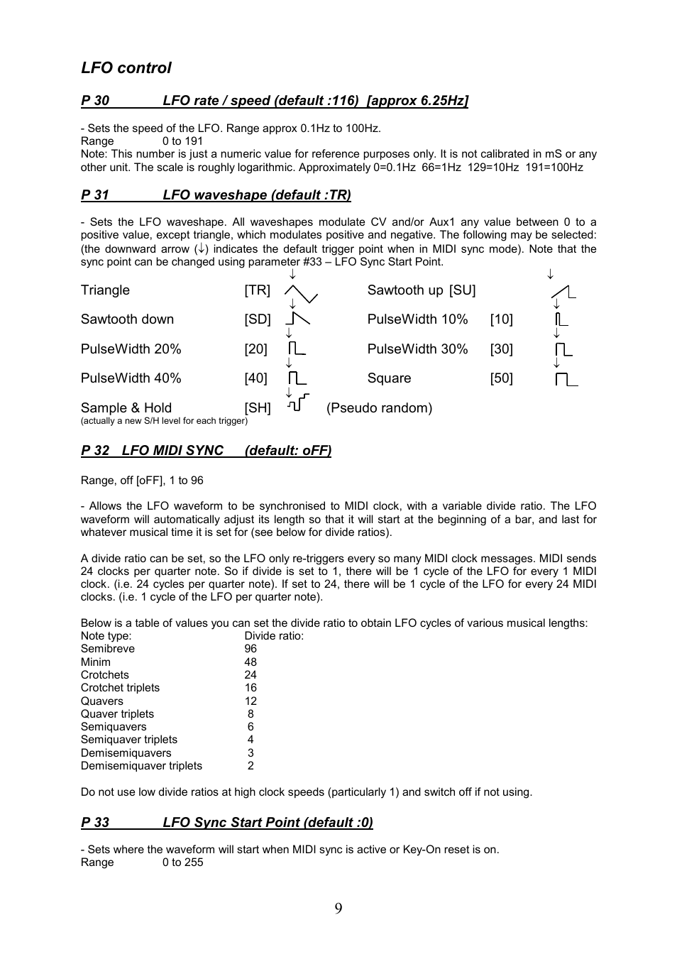 Lfo control | Kenton Modular Solo User Manual | Page 9 / 24