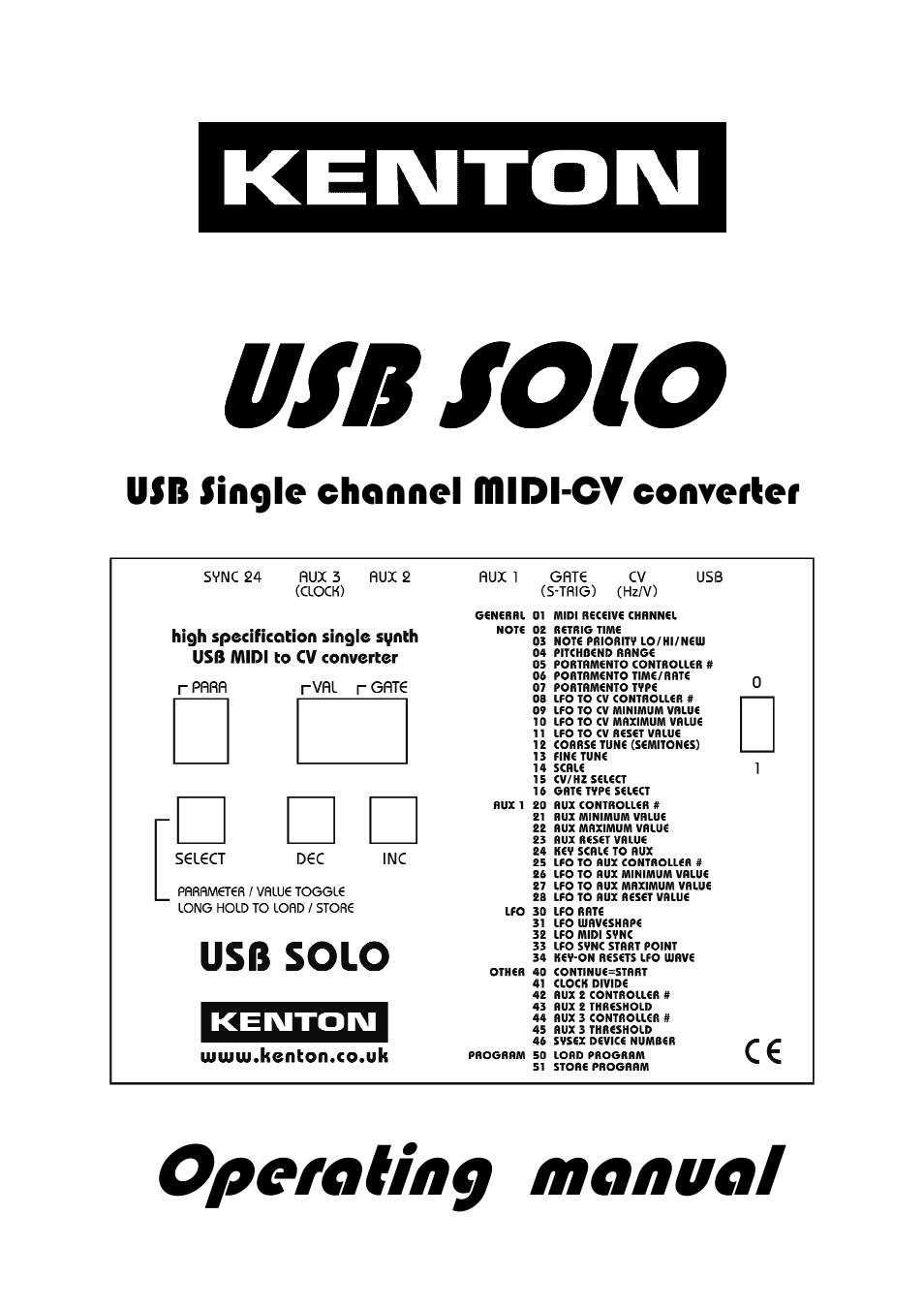 Kenton USB-Solo User Manual | 20 pages