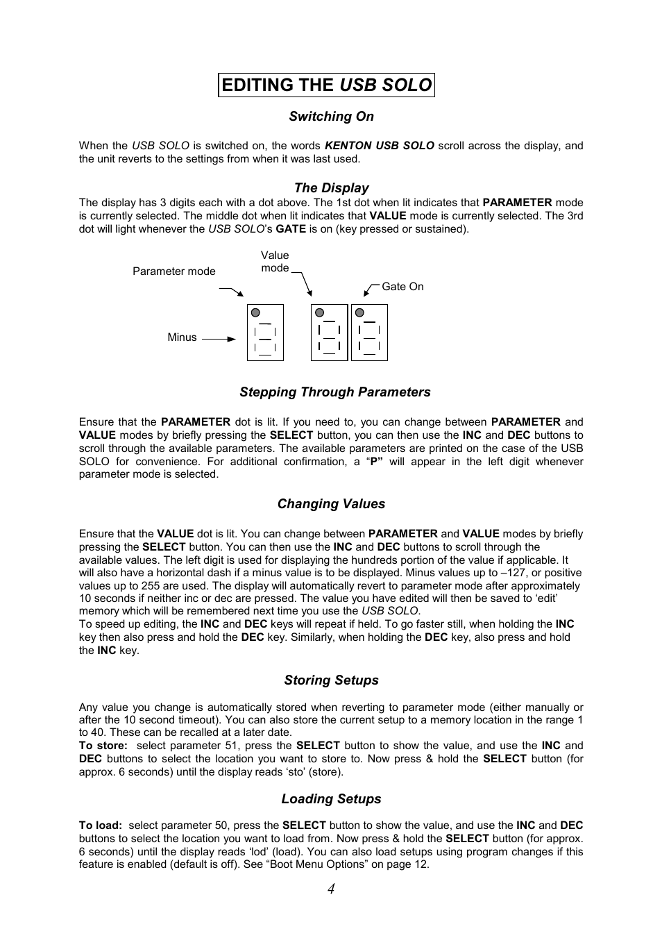 Editing the usb solo | Kenton USB-Solo User Manual | Page 4 / 20