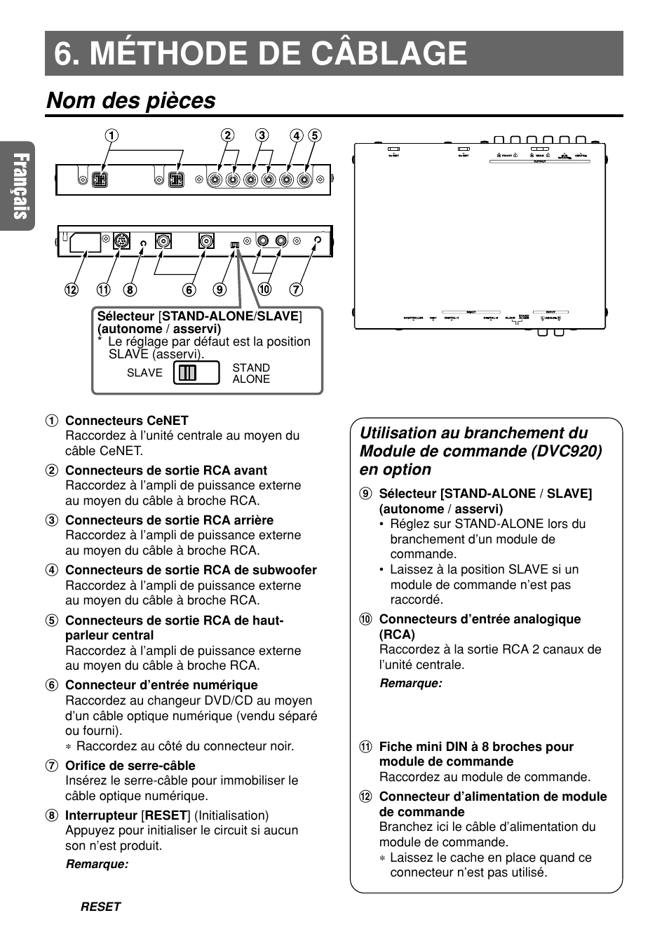 Méthode de câblage, Nom des pièces, Méthode de câblage nom des pièces | Clarion DVH940N User Manual | Page 27 / 65