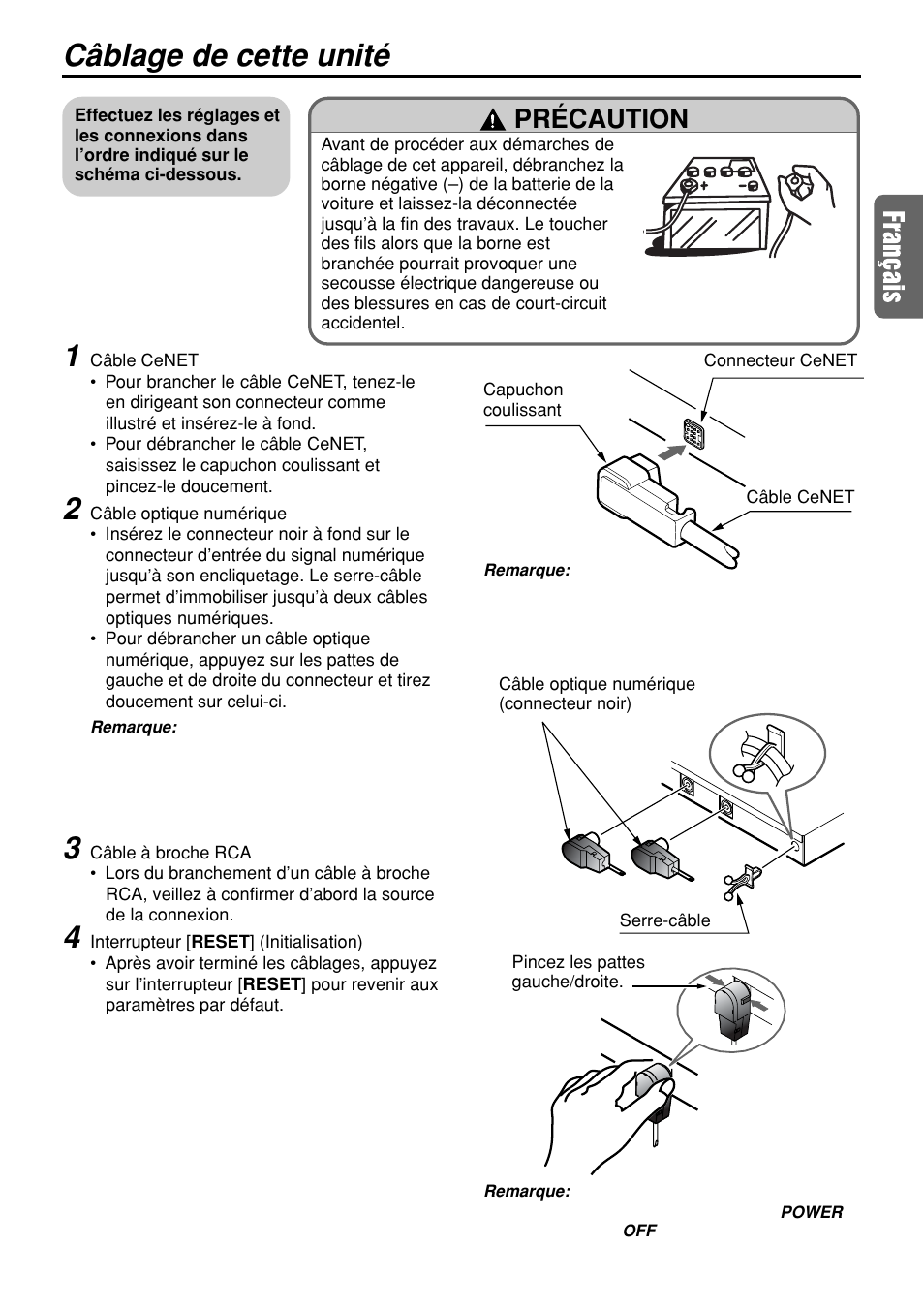 Câblage de cette unité, Précaution | Clarion DVH940N User Manual | Page 28 / 65