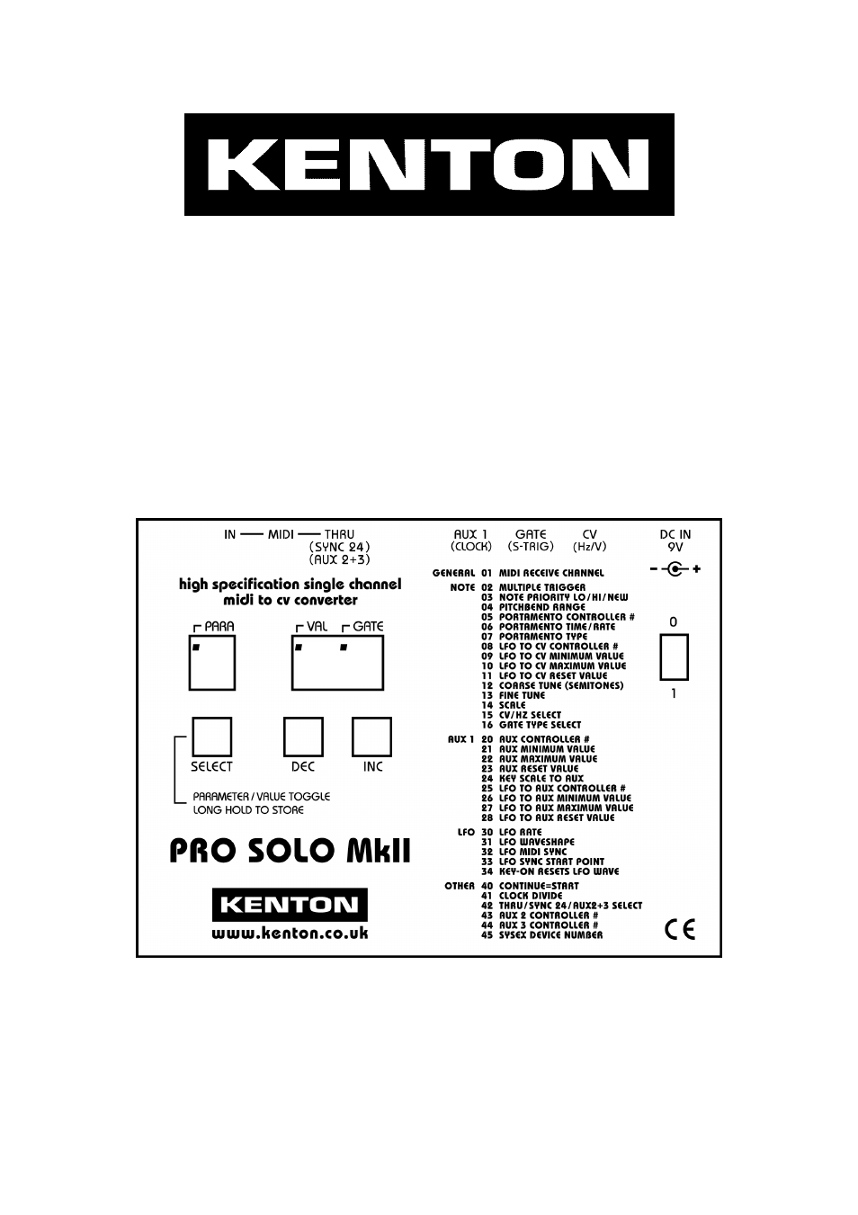 Kenton Pro-SOLO MkII User Manual | 19 pages