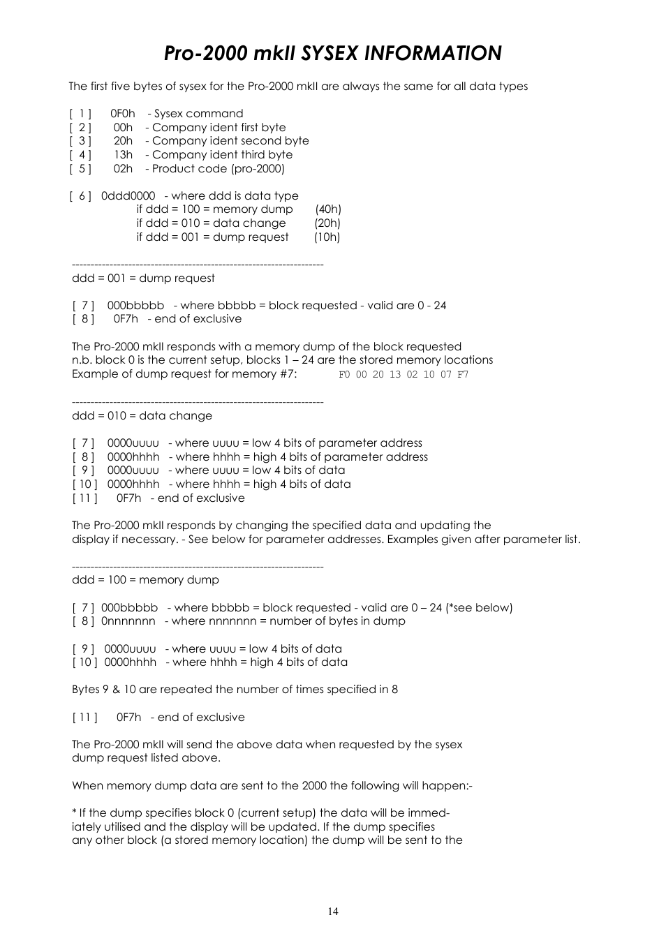 Pro-2000 mkii sysex information | Kenton Pro-2000 MkII User Manual | Page 15 / 21