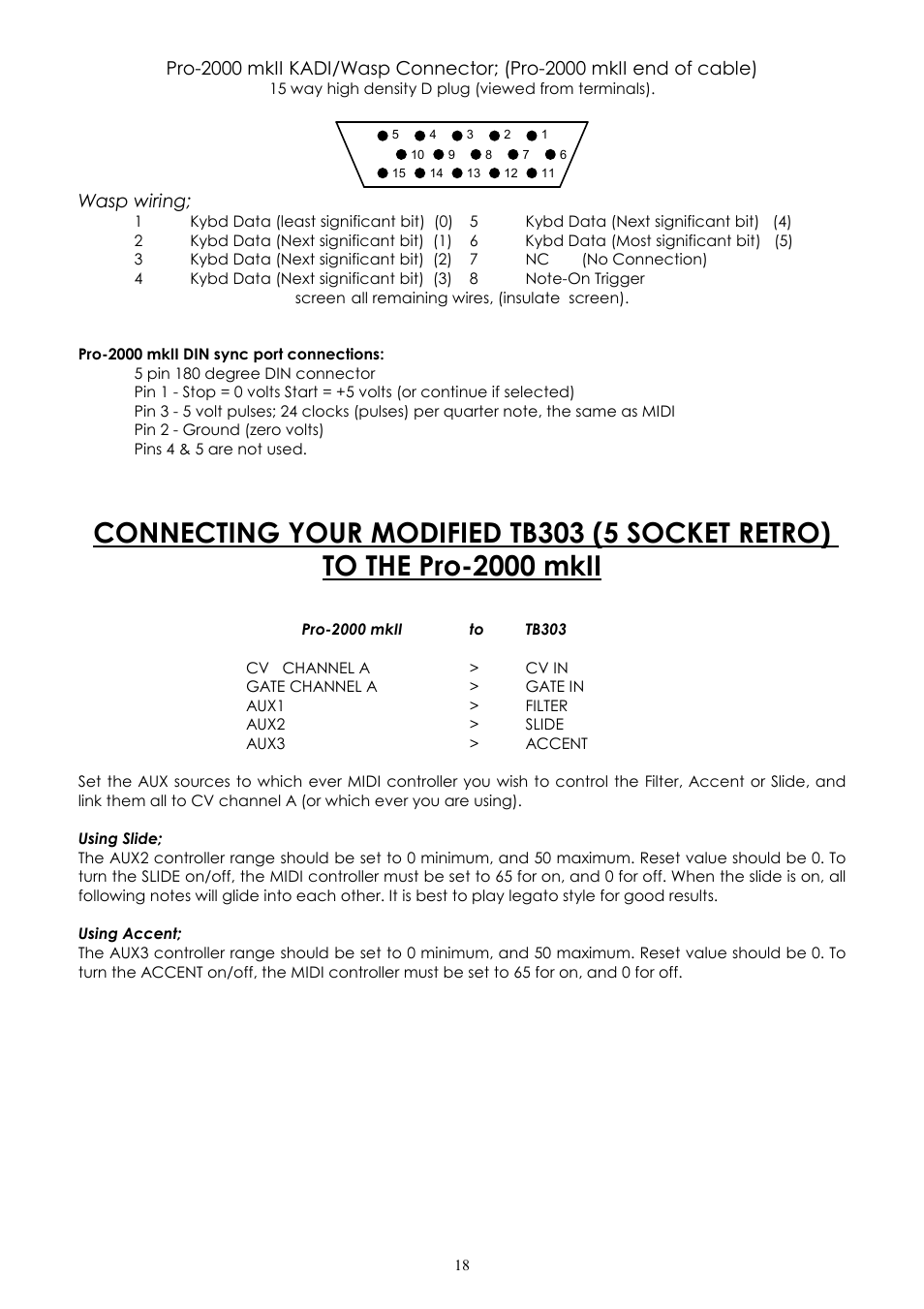 Wasp wiring | Kenton Pro-2000 MkII User Manual | Page 19 / 21