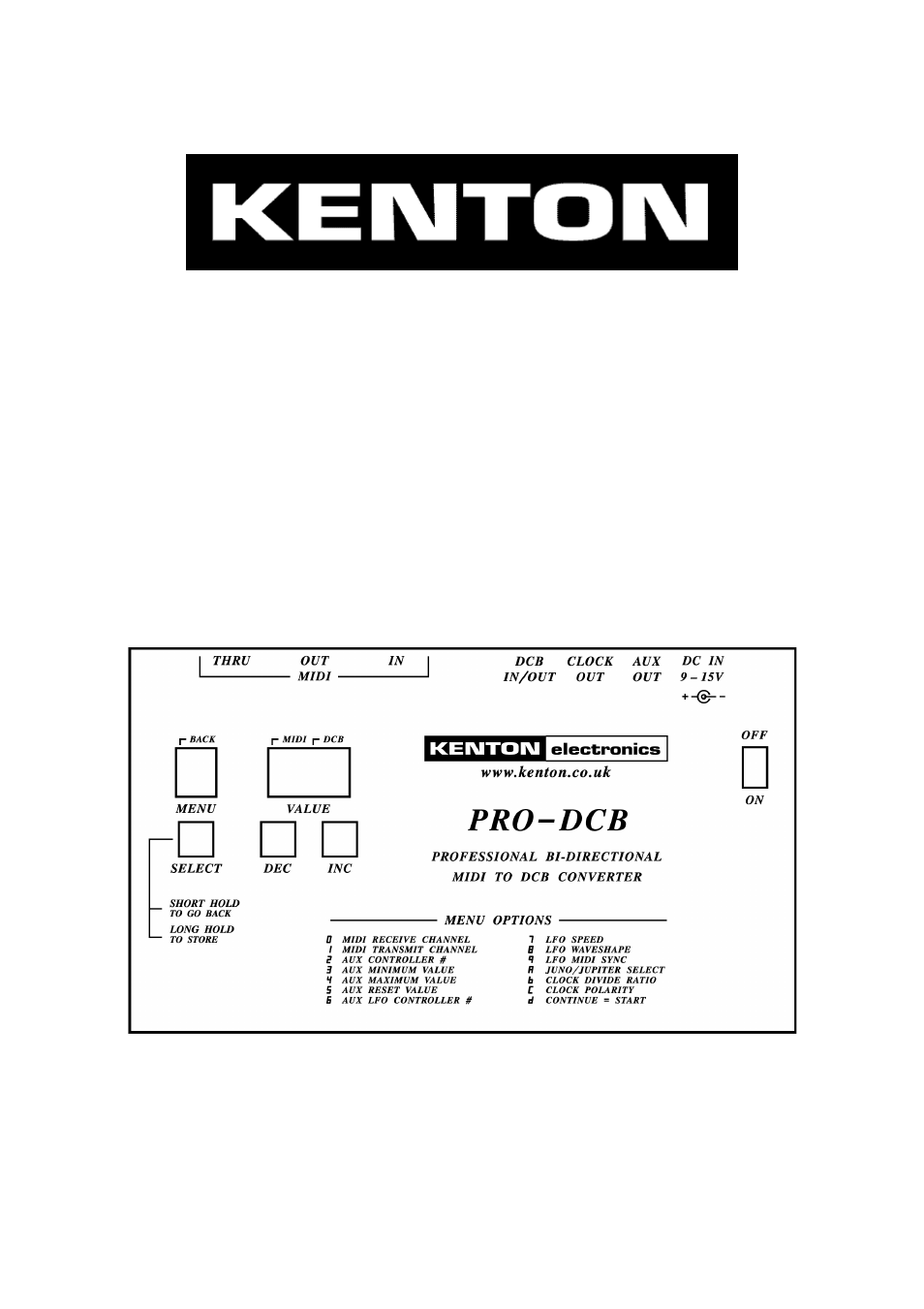 Kenton Pro-DCB Mk3 User Manual | 11 pages