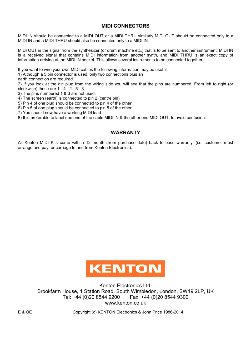 Kenton CR-68 User Manual | Page 4 / 4