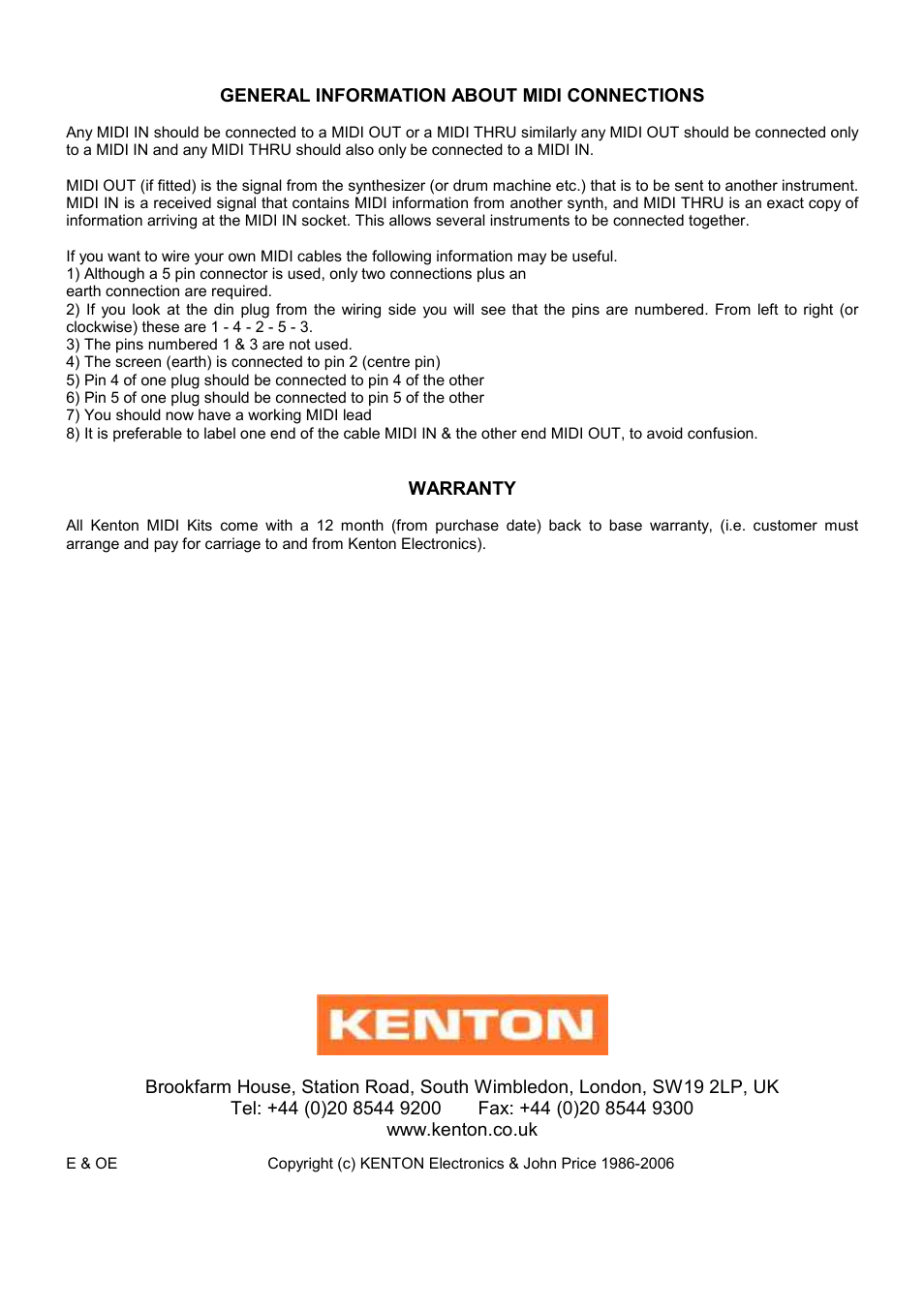 Kenton VP-330 (after Jan 06) User Manual | Page 4 / 4
