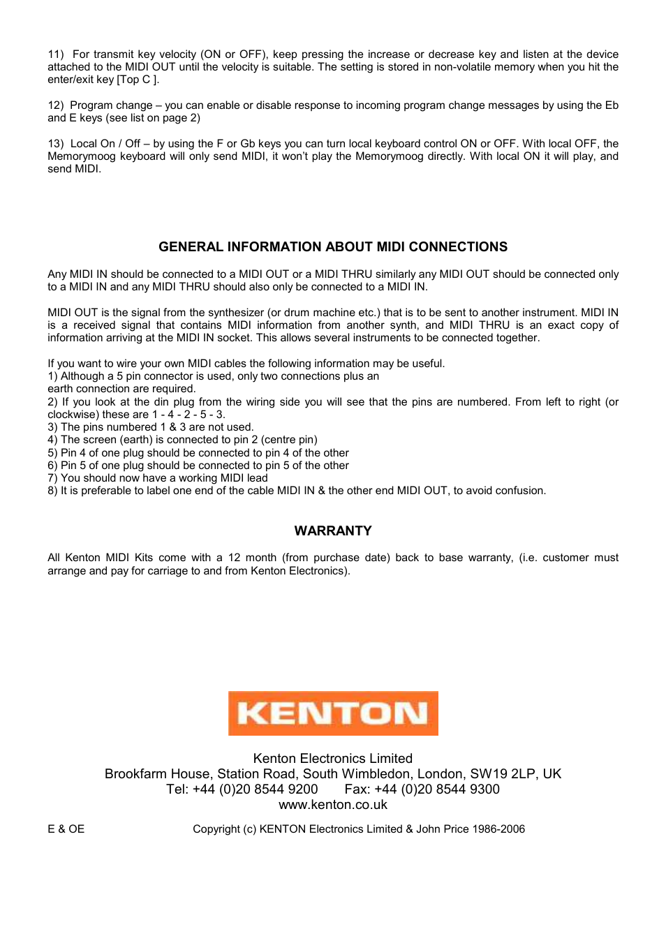 Kenton Memorymoog (after June 06) User Manual | Page 4 / 4