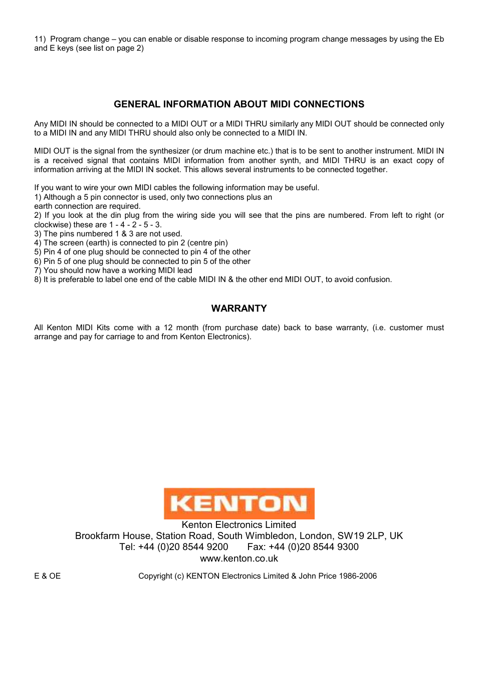 Kenton PS-3300 Korg User Manual | Page 4 / 4