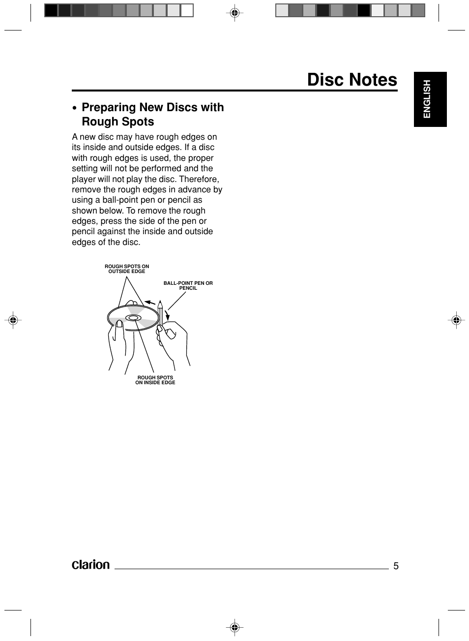 Preparing new discs with rough spots | Clarion VS738 User Manual | Page 6 / 24