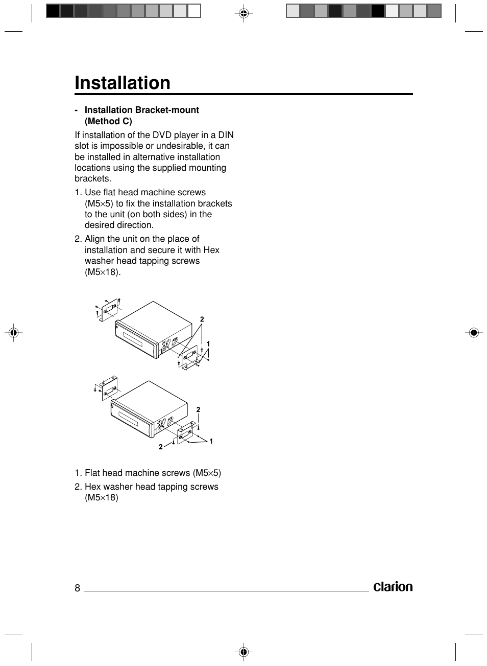 Installation | Clarion VS738 User Manual | Page 9 / 24