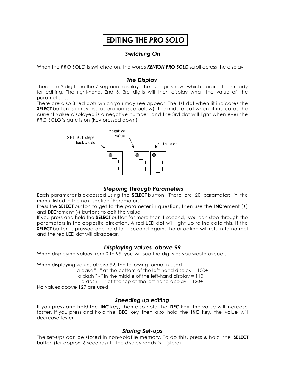 Editing the pro solo | Kenton Pro-Solo mk1 User Manual | Page 3 / 17