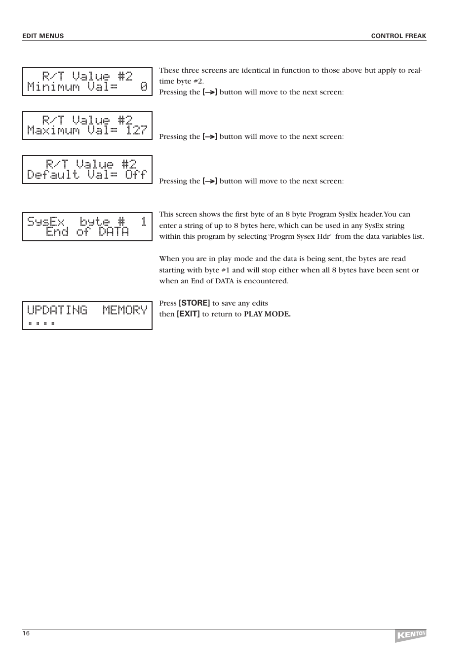 Kenton Control Freak all versions User Manual | Page 20 / 59