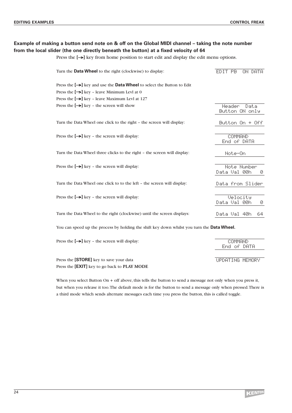 Kenton Control Freak all versions User Manual | Page 28 / 59