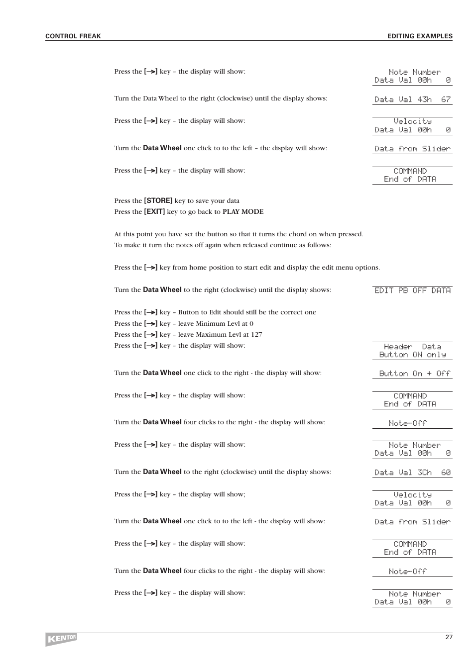 Kenton Control Freak all versions User Manual | Page 31 / 59