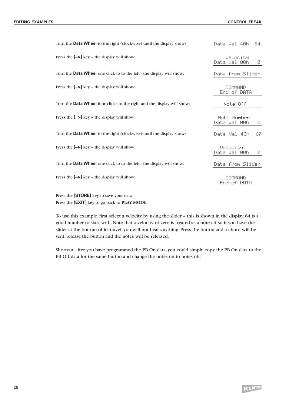 Kenton Control Freak all versions User Manual | Page 32 / 59