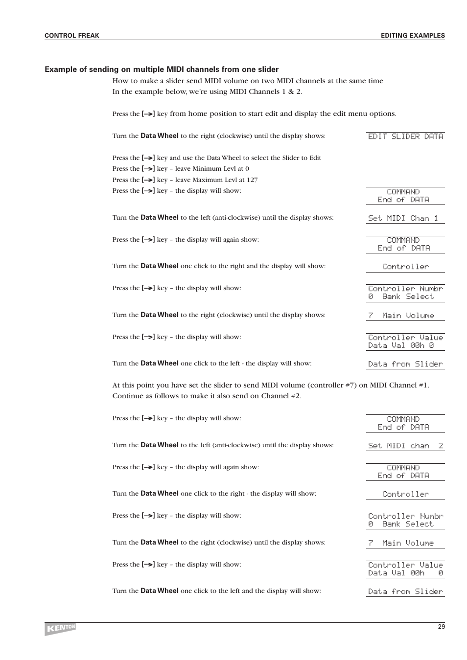 Kenton Control Freak all versions User Manual | Page 33 / 59