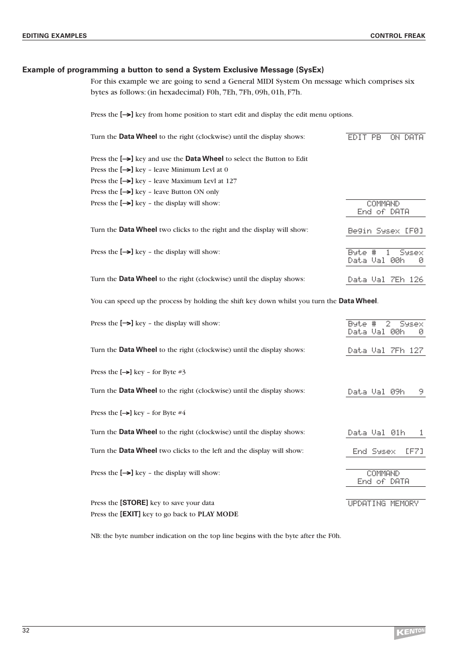 Kenton Control Freak all versions User Manual | Page 36 / 59