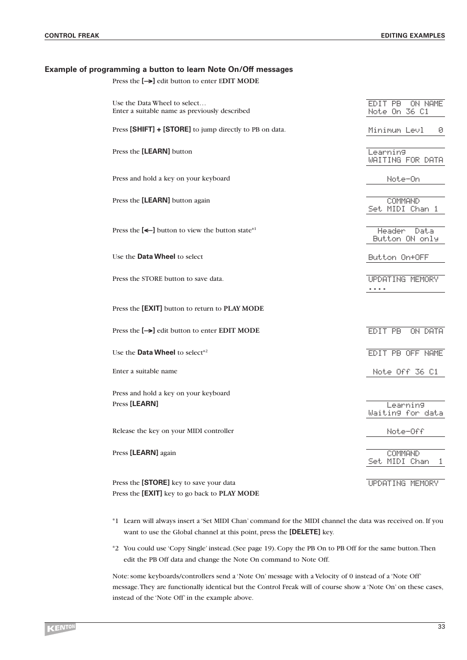 Kenton Control Freak all versions User Manual | Page 37 / 59