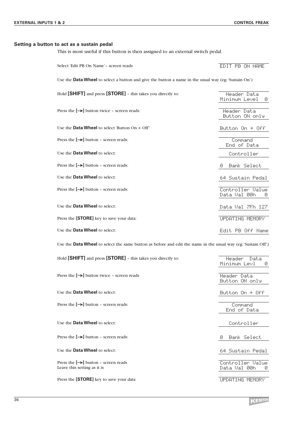 Kenton Control Freak all versions User Manual | Page 40 / 59