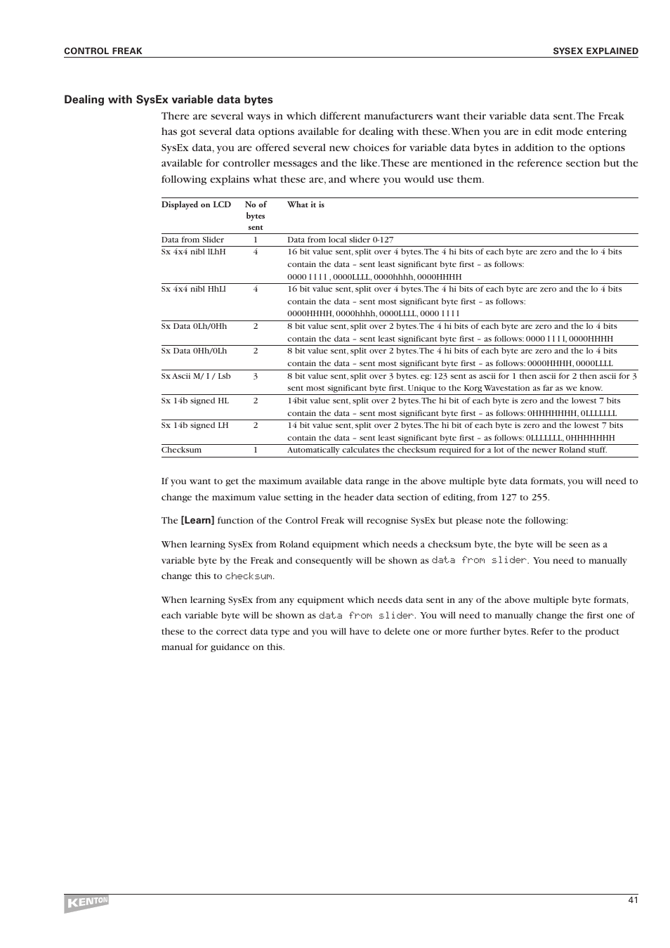 Kenton Control Freak all versions User Manual | Page 45 / 59