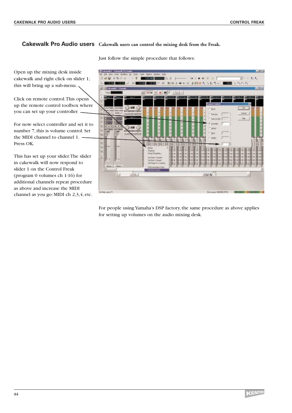 Cakewalk pro audio users | Kenton Control Freak all versions User Manual | Page 48 / 59