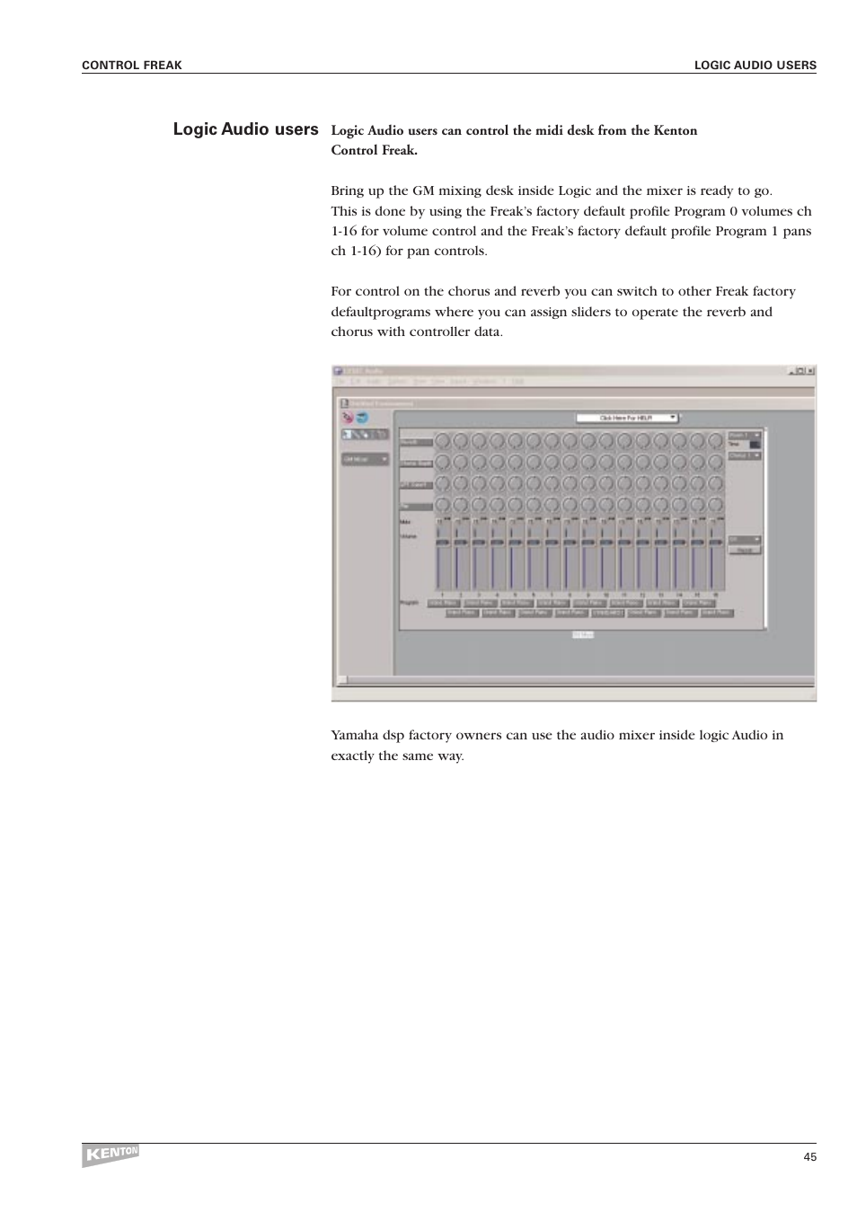 Logic audio users | Kenton Control Freak all versions User Manual | Page 49 / 59