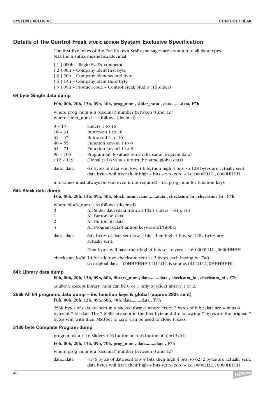 Kenton Control Freak all versions User Manual | Page 52 / 59