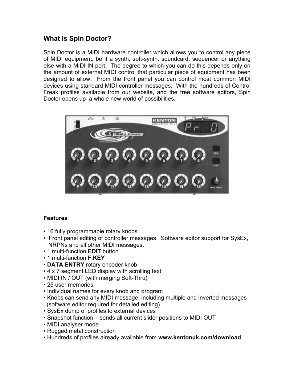 Kenton Spin Doctor User Manual | Page 3 / 20