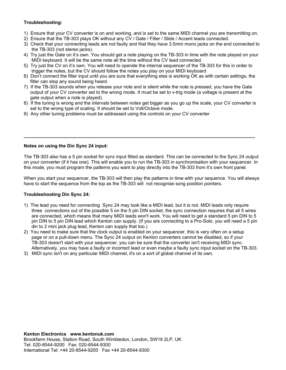 Kenton TB303 3 v.2 User Manual | Page 2 / 2