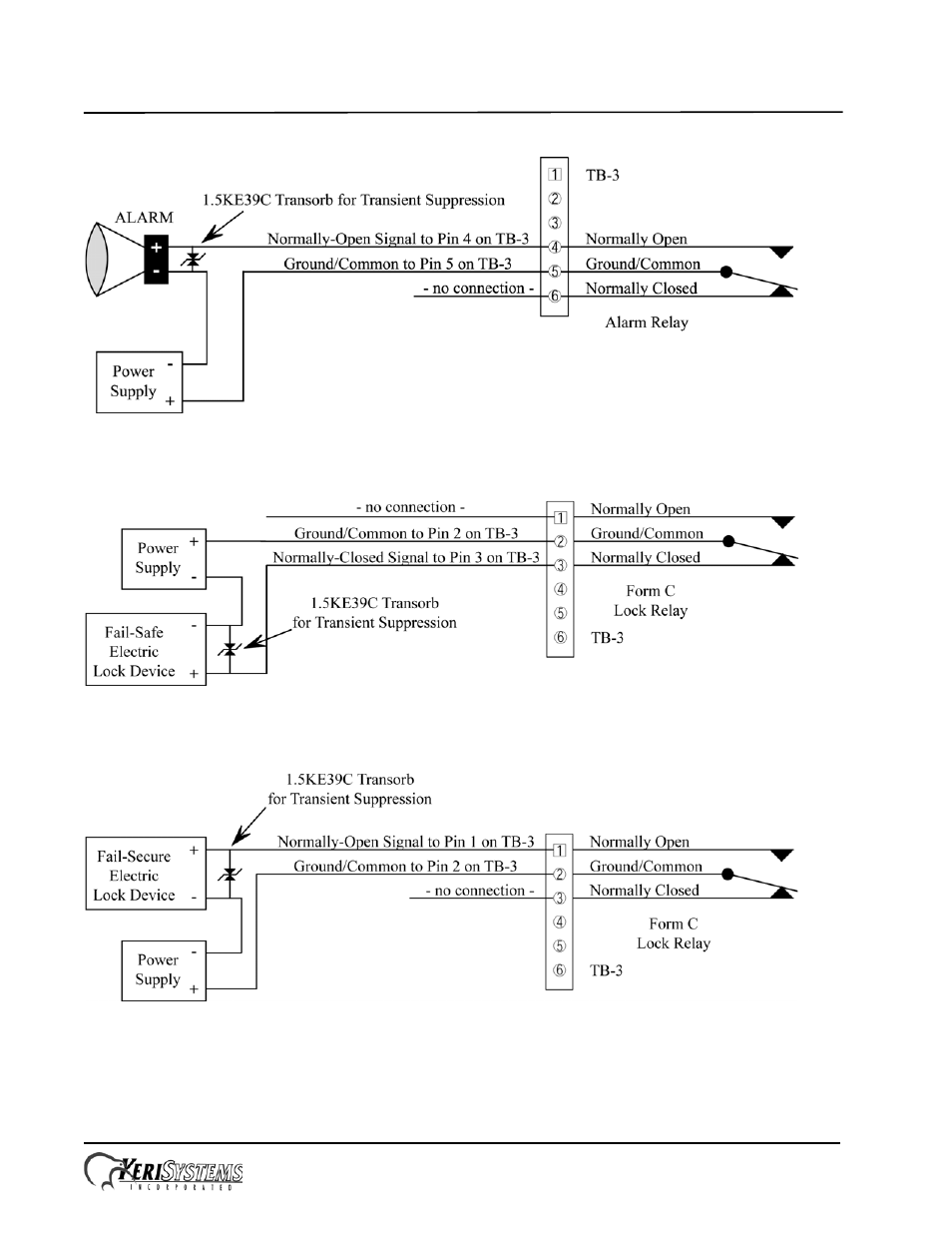 8 connecting an alarm output relay, 9 connecting a fail-safe lock output relay, 10 connecting a fail-secure lock output relay | Keri Systems PXL-510 User Manual | Page 11 / 24