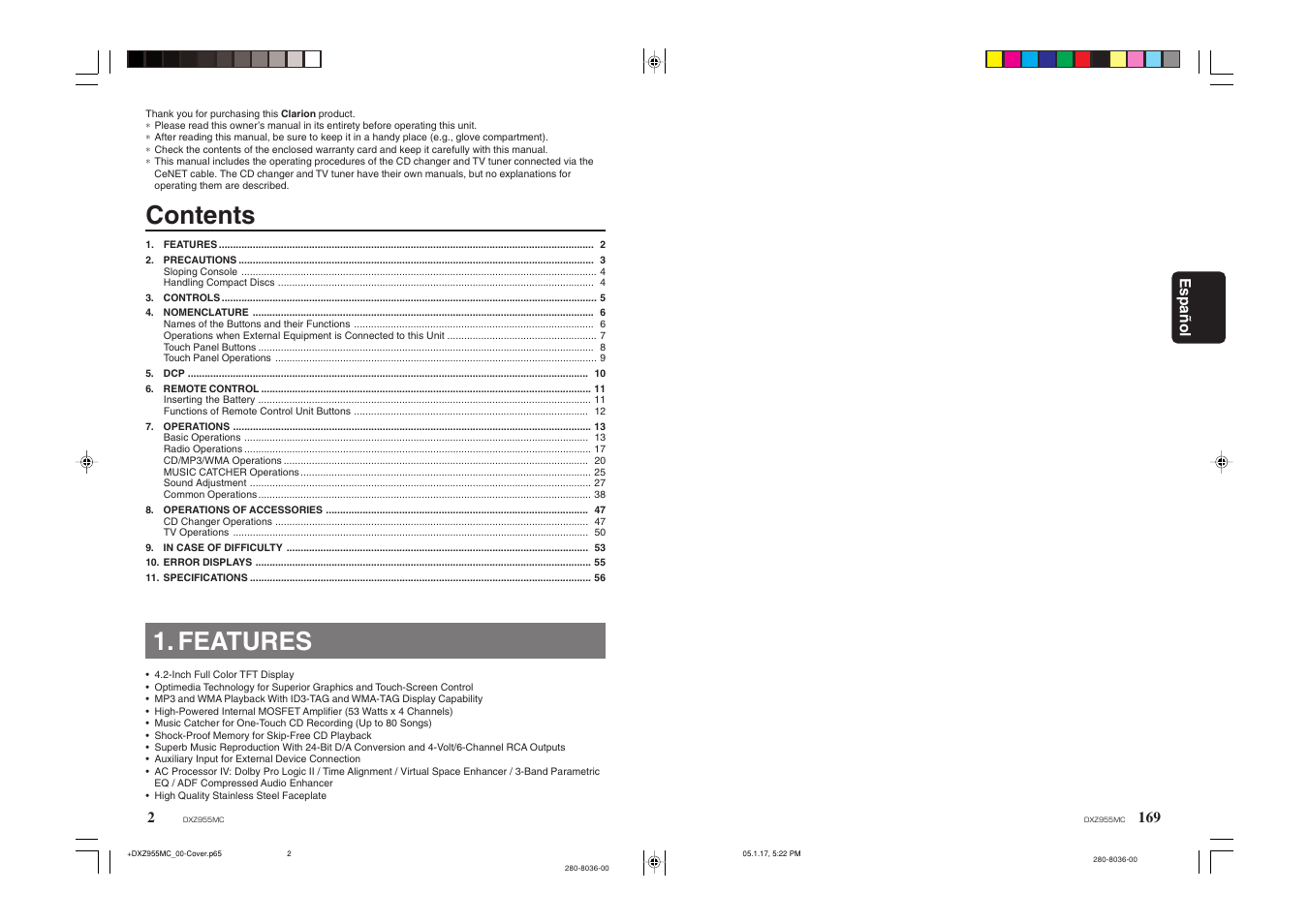 Clarion DXZ955MC User Manual | Page 2 / 58