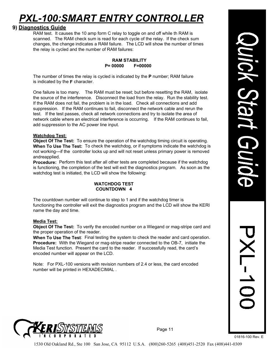 Pxl-100:smart entry controller | Keri Systems PXL-100 User Manual | Page 11 / 14