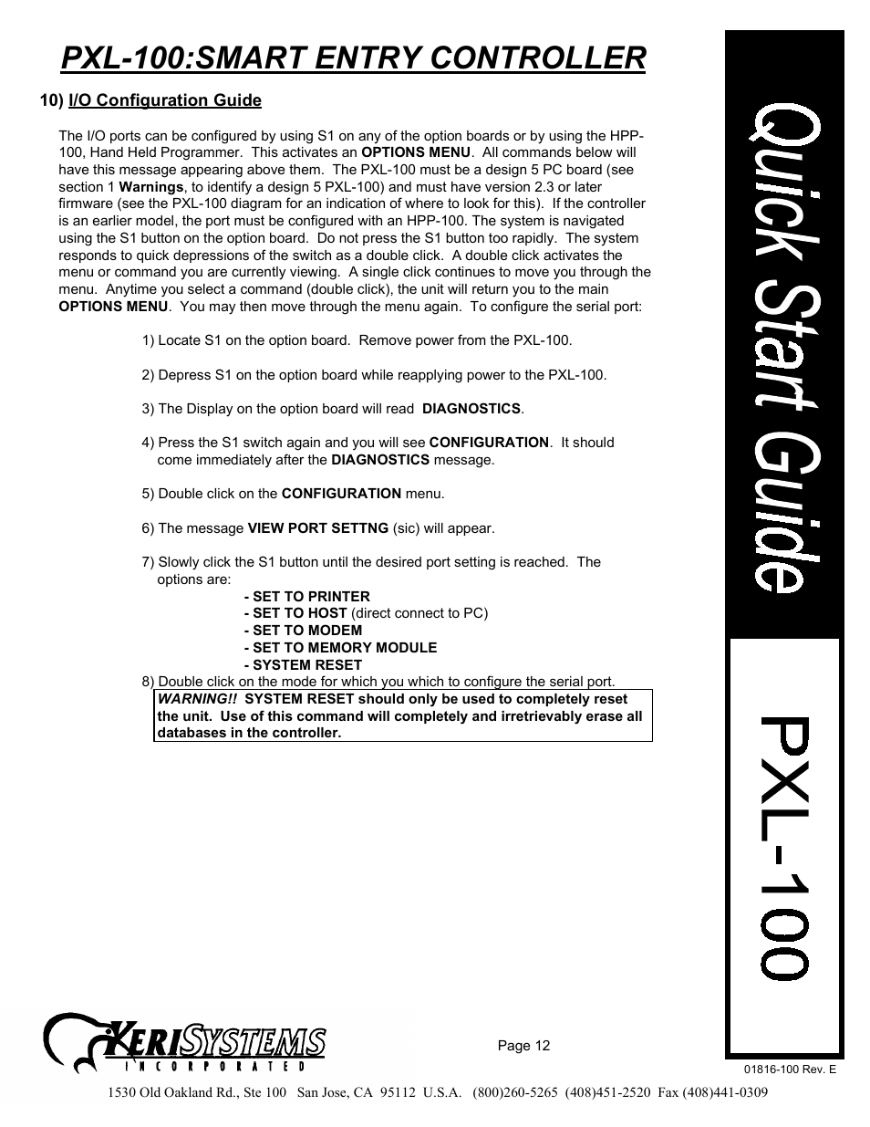 Pxl-100:smart entry controller | Keri Systems PXL-100 User Manual | Page 12 / 14