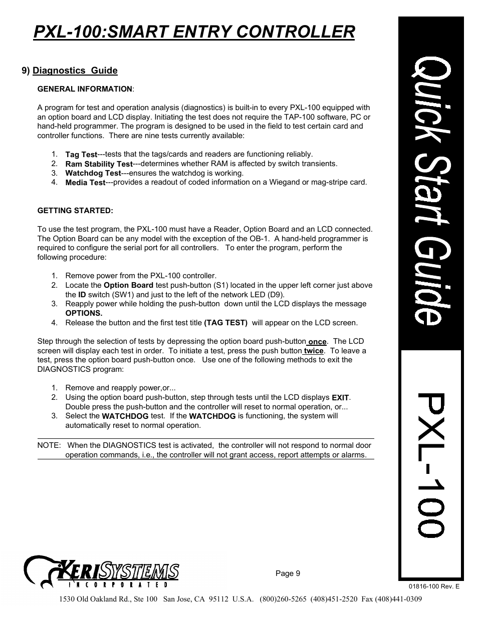 Pxl-100:smart entry controller | Keri Systems PXL-100 User Manual | Page 9 / 14