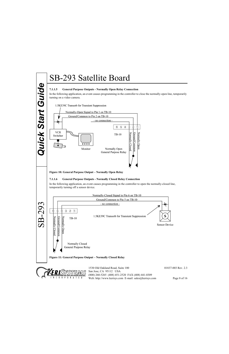 Sb-293 satellite board, Quick start guide sb-293 | Keri Systems SB-293 Quick Start User Manual | Page 8 / 16