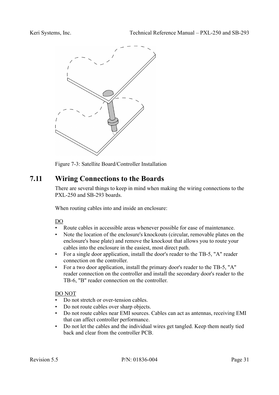 11 wiring connections to the boards, Wiring connections to the boards | Keri Systems SB-293 User Manual | Page 31 / 108