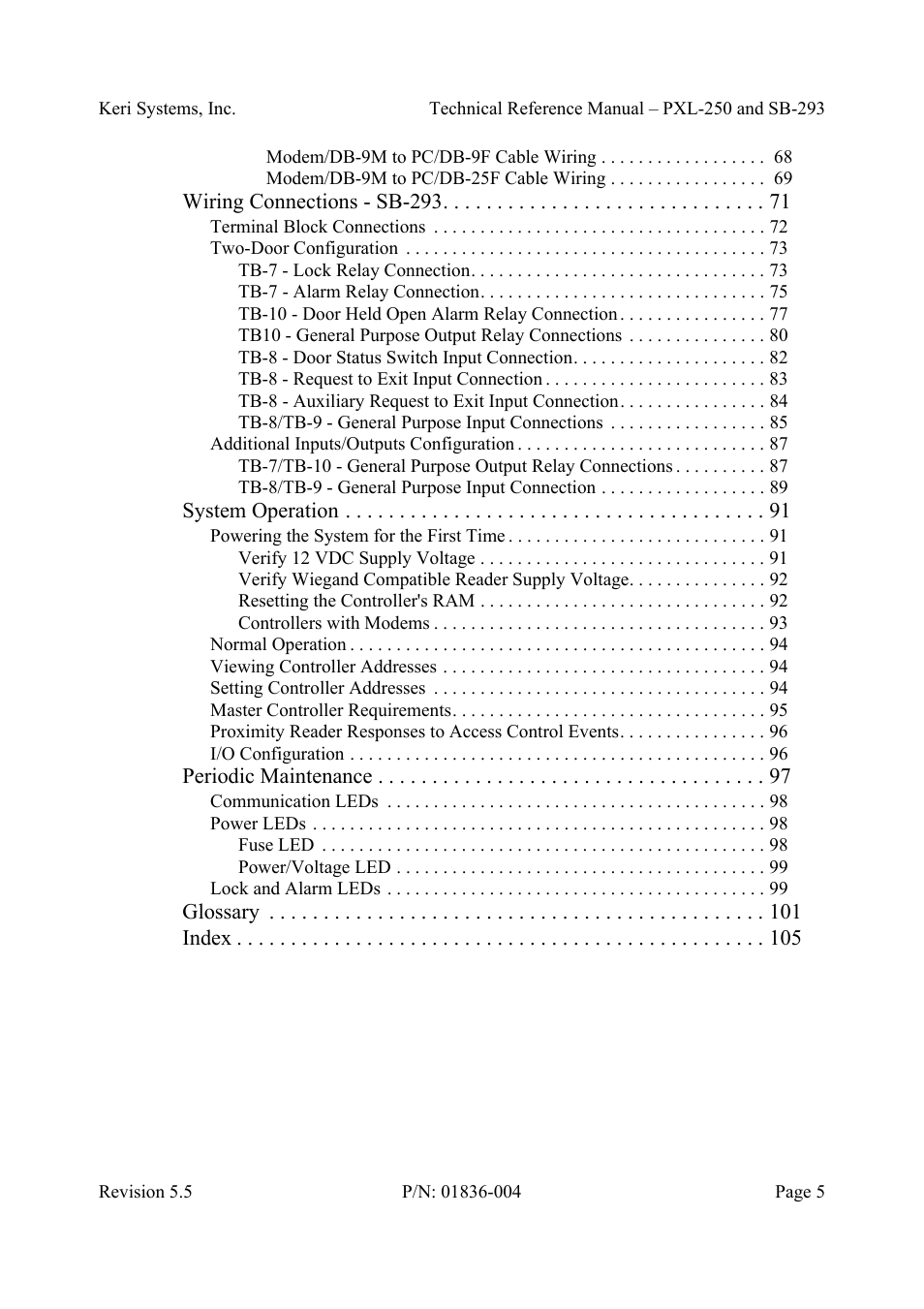 Keri Systems SB-293 User Manual | Page 5 / 108