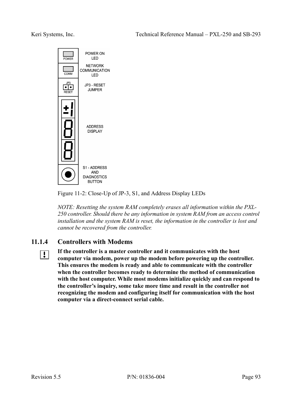 4 controllers with modems, Controllers with modems | Keri Systems SB-293 User Manual | Page 93 / 108